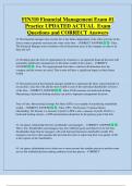 FIN310 Financial Management Exam &num;1  Practice UPDATED ACTUAL  Exam  Questions and CORRECT Answers