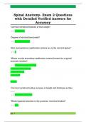 Spinal Anatomy- Exam 2 Questions  with Detailed Verified Answers for  Accuracy 