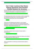 Unit 2 Quiz Louisiana Real Estate  Express Questions with Detailed  Verified Answers for Accuracy
