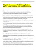 Virginia Commercial Pesticide Applicators CORE exam questions with verified solutions