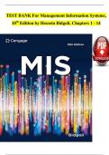 TEST BANK For Management Information Systems&comma; 10th Edition by Hossein Bidgoli&comma; Chapters 1 - 14 complete newest version updated 2025