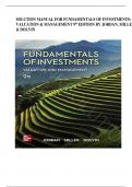 Fundamentals of Investments&colon; Valuation and Management 9th Edition by Bradford D&period; Jordan&comma; Thomas Miller & Steve Dolvin Solution Manual &vert;ISBN&colon; 9781260013979&vert; Guide A&plus;