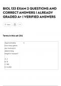 BIOL 133 EXAM 2 QUESTIONS AND CORRECT ANSWERS &vert; ALREADY GRADED A&plus; &vert; VERIFIED ANSWERS