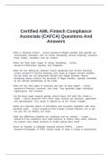 Certified AML Fintech Compliance Associate &lpar;CAFCA&rpar; Questions And Answers
