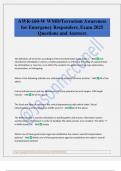 AWR-160-W WMD&sol;Terrorism Awareness for Emergency Responders&period; Exam 2025 Questions and Answers