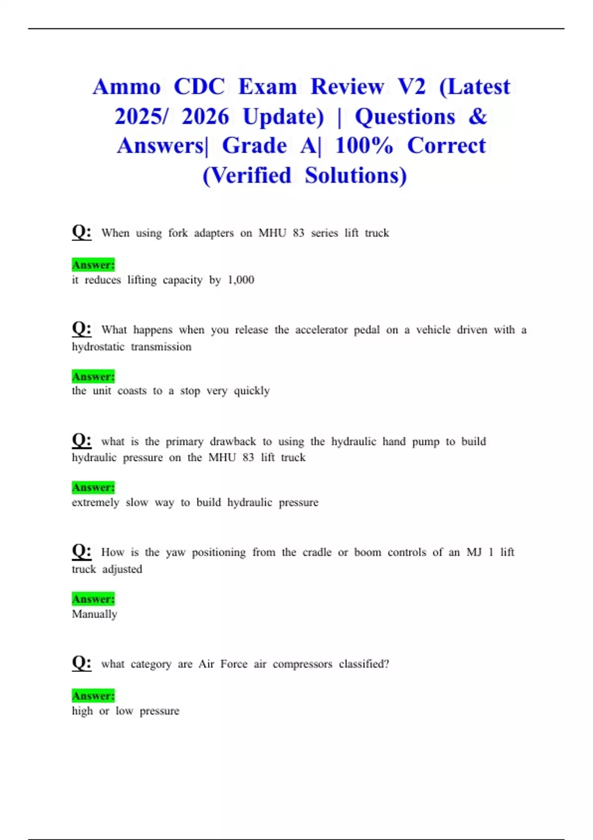 Ammo CDC Exam Review V2 (Latest 2025/ 2026 Update) | Questions ...