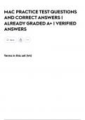 MAC PRACTICE TEST QUESTIONS AND CORRECT ANSWERS &vert; ALREADY GRADED A&plus; &vert; VERIFIED ANSWERS