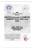 SAE3701 Assignment 2 &lpar;COMPLETE ANSWERS&rpar; 2025 - DUE 2 June 2025&semi;100&percnt; TRUSTED Complete&comma; trusted solutions and explanations