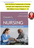 TEST BANK for Fundamentals of Nursing Concepts and Competencies for Practice 10th Edition By Ruth F. Craven All Chapters 1-43
