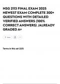 NSG 2113 FINAL EXAM 2025 NEWEST EXAM COMPLETE 300&plus; QUESTIONS WITH DETAILED VERIFIED ANSWERS &lpar;100&percnt; CORRECT ANSWERS&rpar; &sol;ALREADY GRADED A&plus;