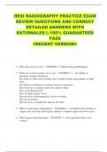 HESI RADIOGRAPHY PRACTICE EXAM  REVIEW QUESTIONS AND CORRECT  DETAILED ANSWERS WITH  RATIONALES &vert;&vert; 100&percnt; GUARANTEED  PASS  <RECENT VERSION> 