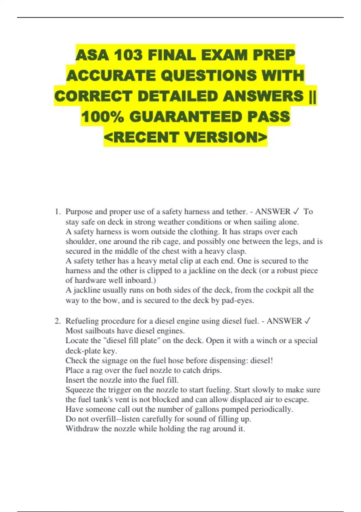 ASA 103 FINAL EXAM PREP ACCURATE QUESTIONS WITH CORRECT DETAILED 