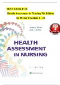 TEST BANK For Health Assessment in Nursing&comma; 7th Edition by Weber&comma; Verified Chapters 1 - 34&comma; Complete Newest Version