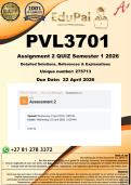 PVL3701 Assignment 2 QUIZ  &lpar;COMPLETE ANSWERS&rpar; Semester 1 2026 - DUE 22 April 2026