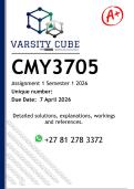 CMY3705 Assignment 1 &lpar;DETAILED ANSWERS&rpar; Semester 1 2026 - DISTINCTION GUARANTEED