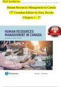 Test Bank - Human Resources Management in Canada&comma; 15th Edition by Gary Dessler&comma; Chapter 1-17 &vert; All Chapters with Answers and Rationales &vert; LATEST&period;