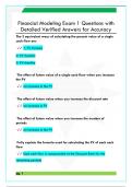 Financial Modeling Exam 1 Questions with  Detailed Verified Answers for Accuracy