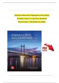 Solutions Manual For Managerial Accounting&colon; Creating Value in a Dynamic Business Environment&comma; 13th Edition by Ronald W&period; Hilton&comma; David E&period; Platt&comma; All Chapters 1 - 17&comma; Complete Newest Version