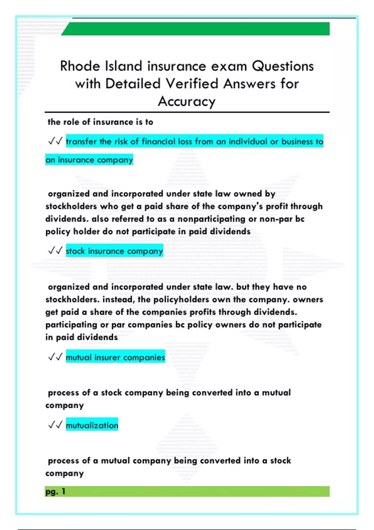 Rhode Island insurance exam Questions with Detailed Verified Answers ...