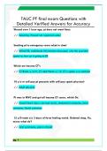 TAUC PF final exam Questions with  Detailed Verified Answers for Accuracy