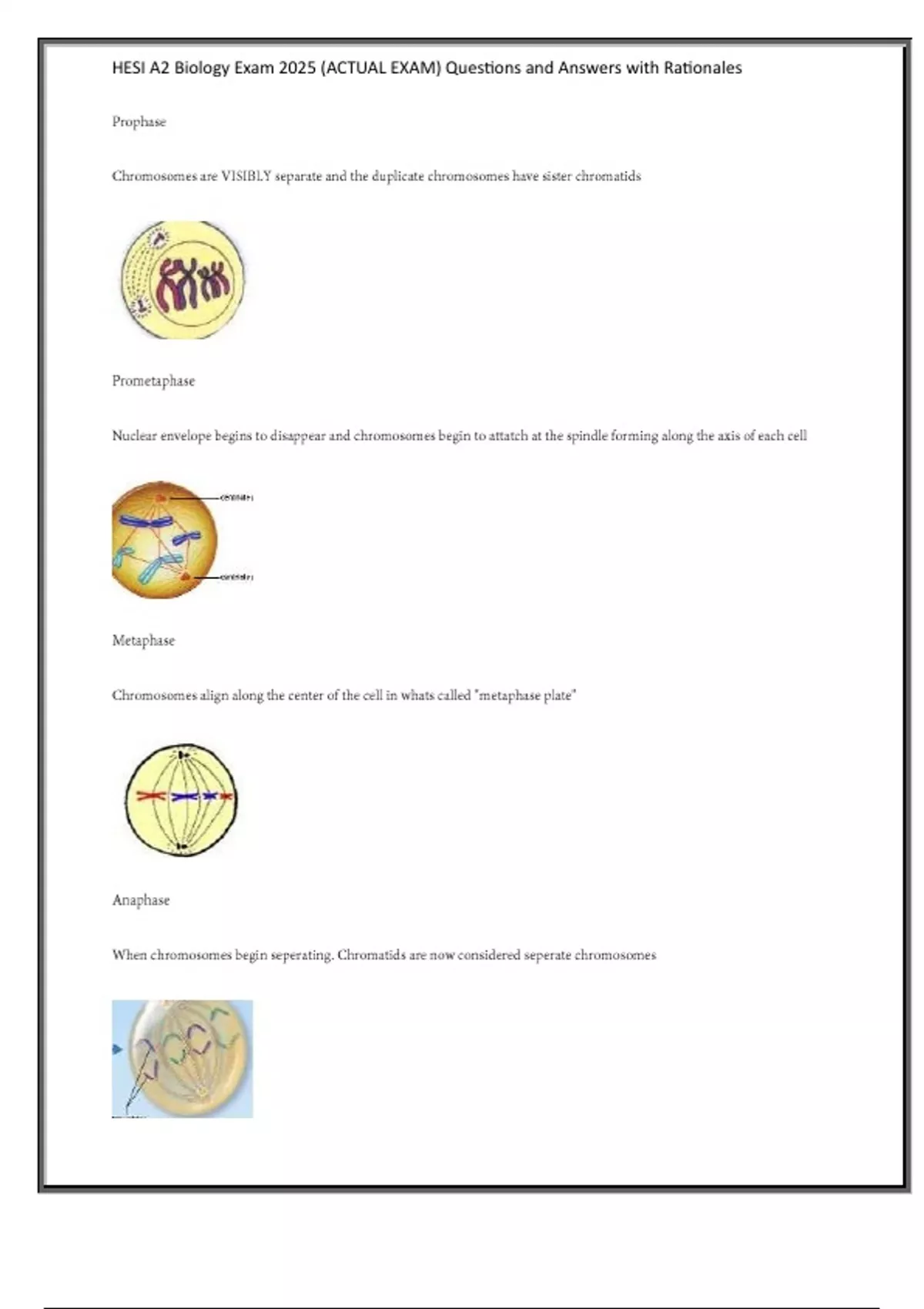 HESI A2 Biology Exam 2025 (ACTUAL EXAM) Questions and Answers with ...