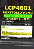 LCP4801 PORTFOLIO MEMO - MAY&sol;JUNE 2025 - SEMESTER 1 - UNISA - DUE DATE &colon;- 21 MAY 2025  - &lpar;DETAILED ANSWERS WITH FULL REFERENCES - DISTINCTION GUARANTEED&excl;&rpar; 
