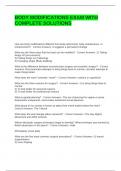 BODY MODIFICATIONS EXAM WITH COMPLETE SOLUTIONS