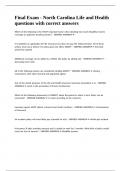 Final Exam - North Carolina Life and Health questions with correct answers
