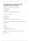 NC health science 1 final exam review questions with correct answers