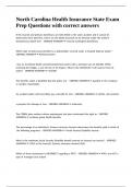 North Carolina Health Insurance State Exam Prep Questions with correct answers