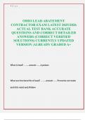 OHIO LEAD ABATEMENT  CONTRACTOR EXAM LATEST 2025&sol;2026  ACTUAL TEST BANK ACCURATE  QUESTIONS AND CORRECT DETAILED  ANSWERS &lpar;CORRECT VERIFIED  SOLUTIONS&rpar; CURRENTLY UPDATED  VERSION &vert;ALREADY GRADED A&plus;