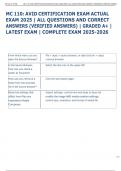 MC 110: AVID CERTIFICATION EXAM ACTUAL  EXAM 2025 | ALL QUESTIONS AND CORRECT  ANSWERS (VERIFIED ANSWERS) | GRADED A+ |  LATEST EXAM | COMPLETE EXAM 2025-2026