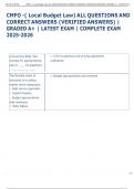 CMFO -&lpar; Local Budget Law&rpar; ALL QUESTIONS AND  CORRECT ANSWERS &lpar;VERIFIED ANSWERS&rpar; &vert;  GRADED A&plus; &vert; LATEST EXAM &vert; COMPLETE EXAM  2025-2026