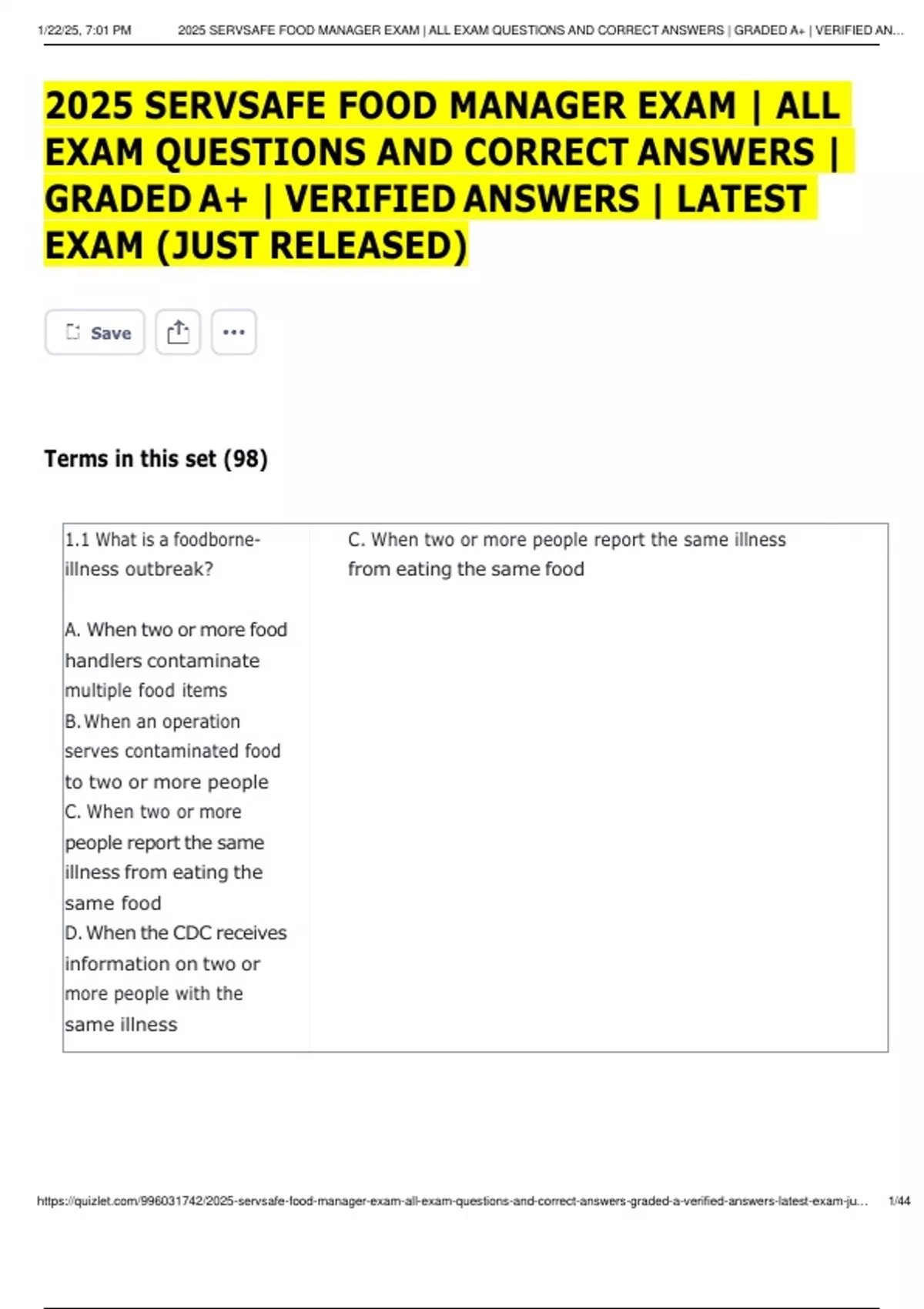 2025 ServSafe Food Manager Exam | Complete Questions & Verified Answers ...