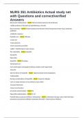 NURS 351 Antibiotics Actual study set with Questions and correct&sol;verified Answers