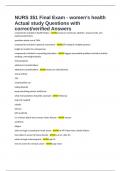 NURS 351 Final Exam - women's health Actual study Questions with correct&sol;verified Answers