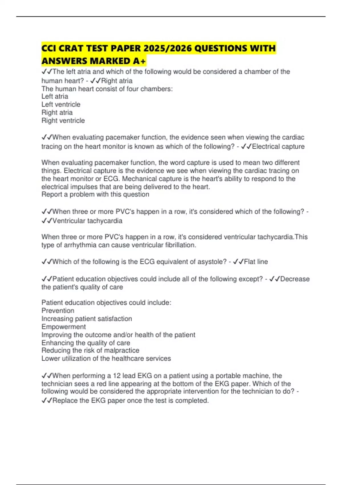 Per Cci Questionnaire.pdf CCI CRAT TEST PAPER 2025/2026 QUESTIONS WITH ANSWERS MARKED A+ - CRAT ...