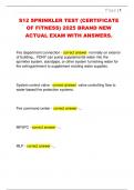 S12 SPRINKLER TEST &lpar;CERTIFICATE  OF FITNESS&rpar; 2025 BRAND NEW  ACTUAL EXAM WITH ANSWERS&period;