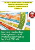 Test Bank For Nursing Leadership&comma; Management&comma; and Professional Practice for the LPN&sol;LVN 7th Edition by Tamara R&period; Dahlkemper Chapters 1 - 20 