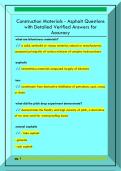 Construction Materials - Asphalt Questions  with Detailed Verified Answers for  Accuracy