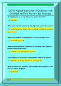 DOTD Asphalt Inspection 2 Questions with  Detailed Verified Answers for Accuracy