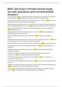 BIOL 241 Exam 3 Purdue Actual study set with Questions and correct&sol;verified Answers