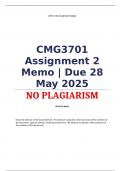 CMG3701 Assignment 2 Memo &vert; Due 28 May 2025  