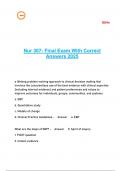 Nur 307- Final Exam With Correct Answers 2025