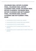 COLORADO REAL ESTATE CLOSING FINAL&comma; COLORADO REAL ESTATE CLOSINGS FINAL EXAM&comma; COLORADO REAL ESTATE CLOSINGS&comma; COLORADO REAL ESTATE CLOSINGS AND SETTLEMENT FINAL EXAM QUESTIONS WITH ACTUAL ANSWERS &lbrace;100&percnt; CORRECT&rcub; RATED A&plus; 100&percnt; DISTINCTION GUARANTEE&period;