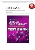Test Bank For Abrams&rsquo; Clinical Drug Therapy Rationales for Nursing Practice 12th Edition Geralyn Frandsen&comma; Complete Chapters 1 - 16 Fully Covered With Questions And Verified Solutions&comma; Updated Newest Version