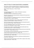 HEALTH POLICY EXAM QUESTIONS & ANSWERS