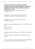 MD STATE EXAM STUDY GUIDE EXAM WITH CORRECT QUESTIONS AND CORRECTRY ANALYZED ANSWERS &lpar;ACTUAL EXAM&rpar; ALREADY GRADED A&plus; LATEST 2025 &ndash; 2026