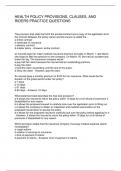 HEALTH POLICY PROVISIONS&comma; CLAUSES&comma; AND RIDERS PRACTICE QUESTIONS