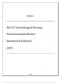 NU 217 Gerontological Nursing - Final Assessment Review - 2025